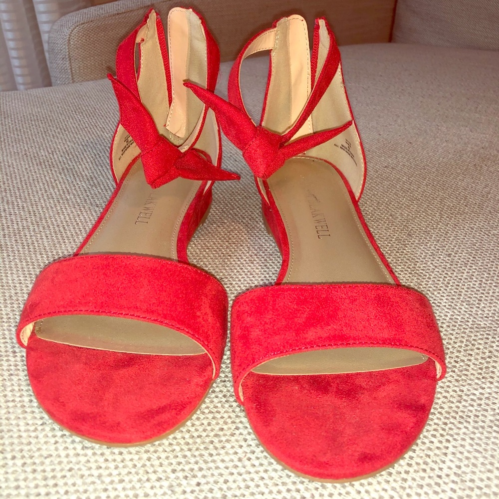 Red Suede Ankle Strap Sandals